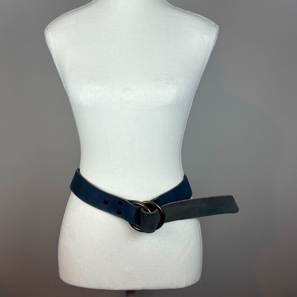 Vintage Cole Haan Blue Leather Y2K Belt size 36" Classic - Picture 1 of 8